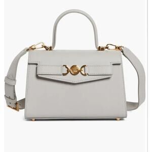 Versace Medusa’95 Mini Tote Bag Pearl Gray Leather Gold Hardware w Dust Bag NEW